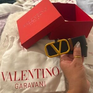 Valentino Garavani VLOGO Leather Belt (Black & Brown)